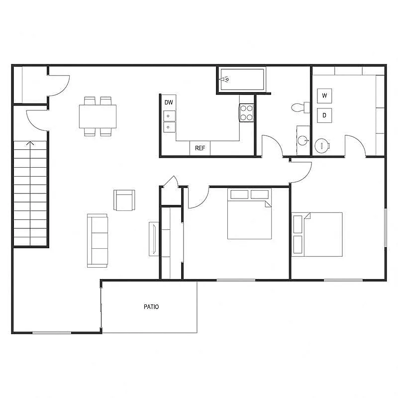 Floor plan 2 Bed 1 Bath