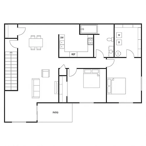Floor plan 2 Bed 1 Bath