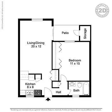 Floor plan 1 bed 1 bath