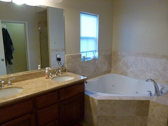 Master bath with dual sink and jacuzzi