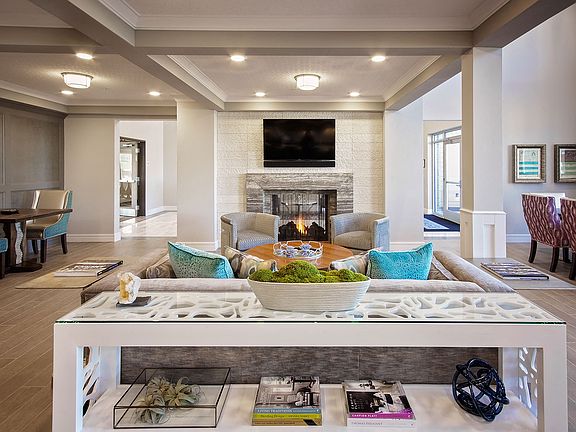 Community room fireplace