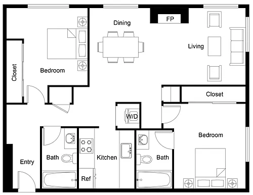 Floor plan 2x2 Large