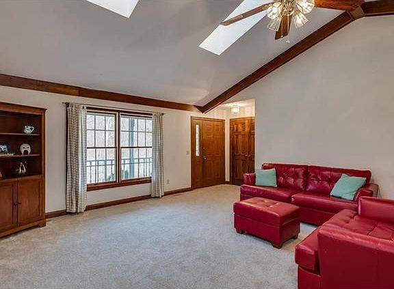 Two sky lights add plenty of natural light to the room