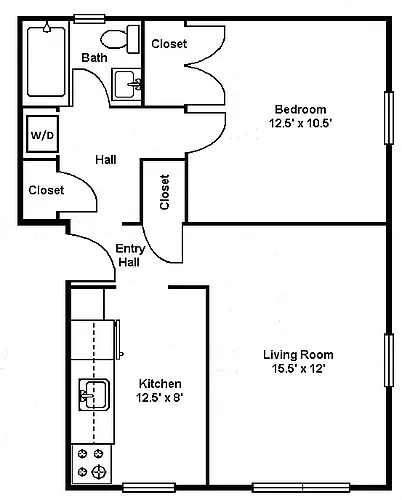 Floor plan 1-Bedroom Apartment