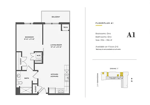 Floor plan 1 Bedroom Unit - A1