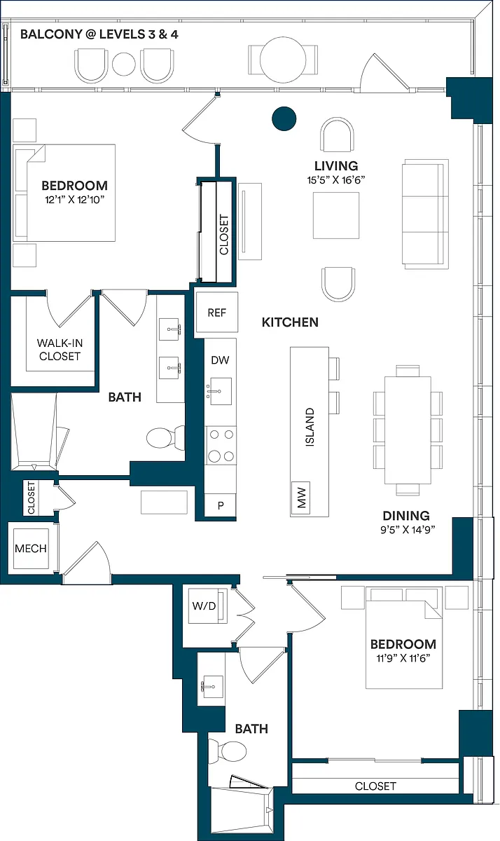 Floor plan 2 Bed/2 Bath-B1 TYP 05