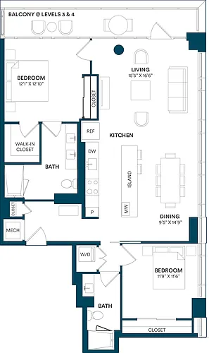 Floor plan 2 Bed/2 Bath-B1 TYP 05