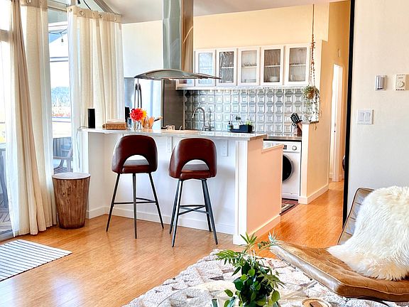 View of kitchen from living room