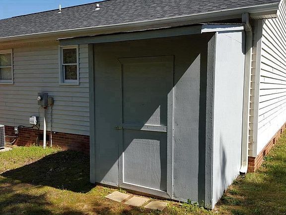 Storage shed in back