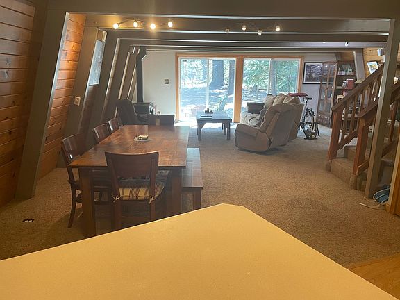 View of the living space from the kitchen.