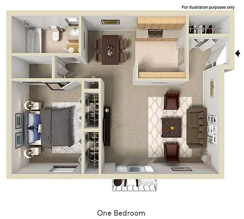 Floor plan One Bedroom, One Bathroom