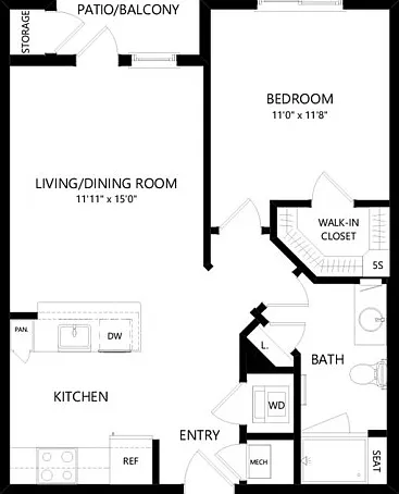 Floor plans are artist's rendering. All dimensions are approximate. Actual product and specifications may vary in dimension or detail. Not all features are available in every apartment. Prices and availability are subject to change. Floor plans are artist