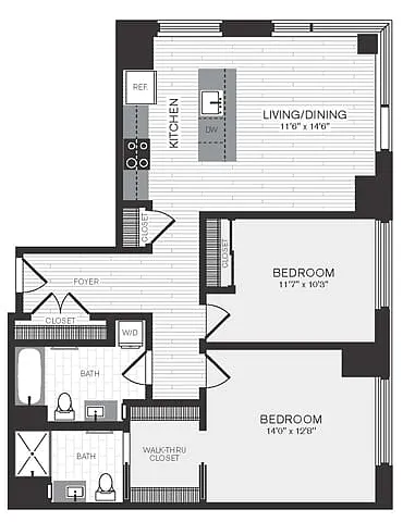 Floor plan 2 Bed/2 Bath
