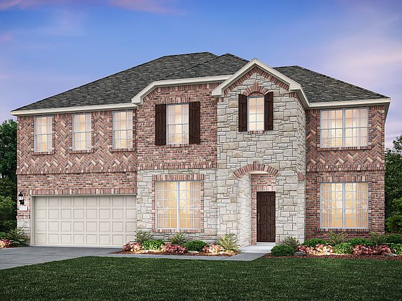 The Oak Grove, a two-story home with 2-car garage, shown as Home Exterior B