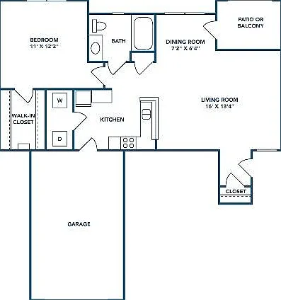 1 Bedroom | 1 Bath | 726 SF | Attached Garage Available 1 Bedroom | 1 Bath | 726 SF | Attached Garage Available