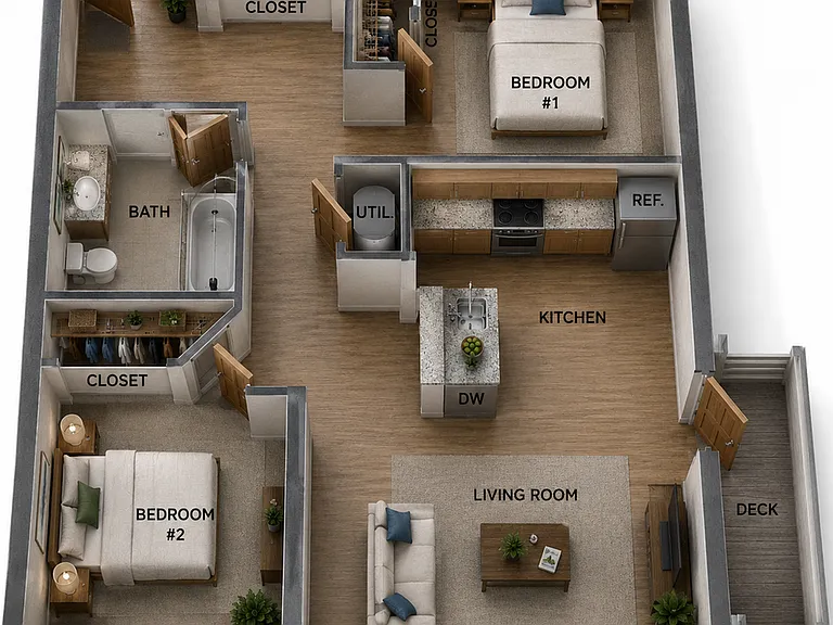 2 Bedroom 1 Bath Standard - Tower 2 Bedroom 1 Bath Standard - Tower