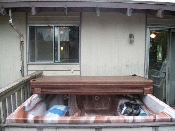 Hot tub located on deck