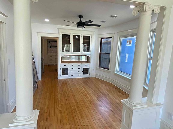 Dining room with leaded glass buffet