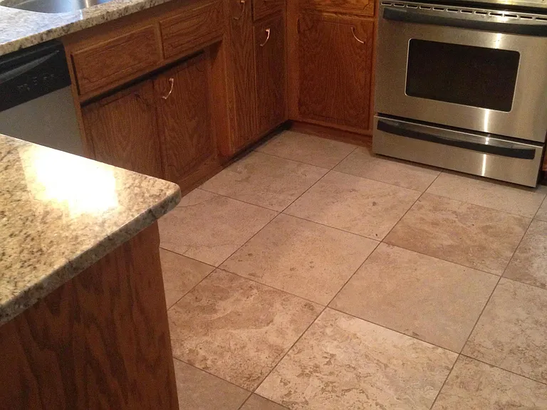Open kitchen with granite tops.