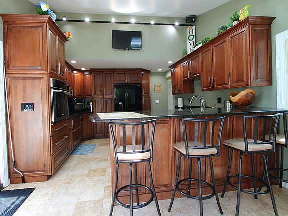 Open kitchen, plenty of light from Skylights