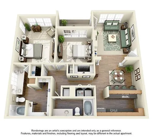 Floor plan Two Bedroom Two Bath B4