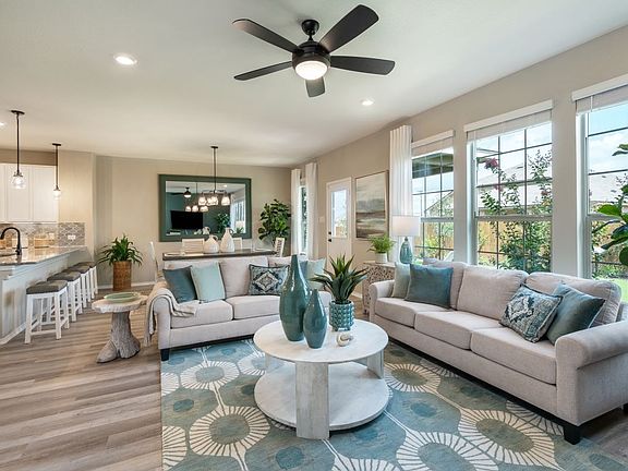 Plan 2458 Great Room as modeled at Sonterra