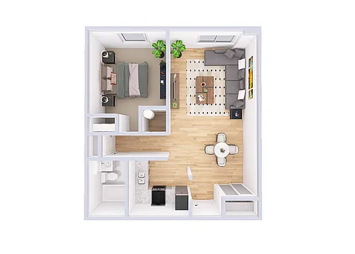 Floor plan 1 Bedroom, 1 Bathroom