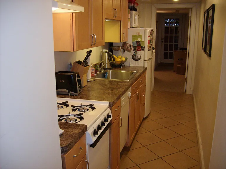 Galley kitchen.