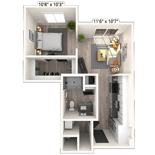 Floor plan A1 1x1 550 SF-FP