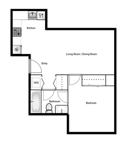Floor plan 1 Bed 1 Bath G