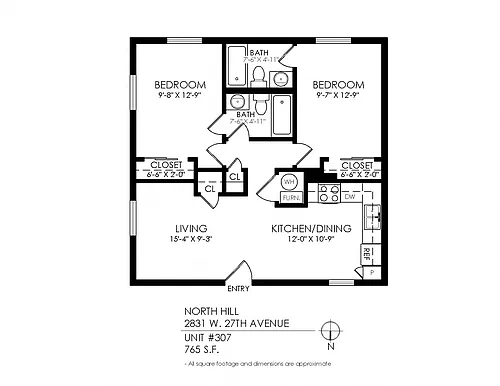 Floor plan 2 Bedroom x 2 Bath