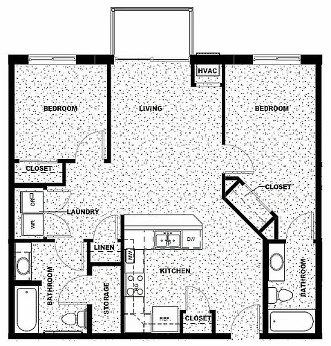 Floor plan 2 Bed 2 Bath- Affordable- 60%