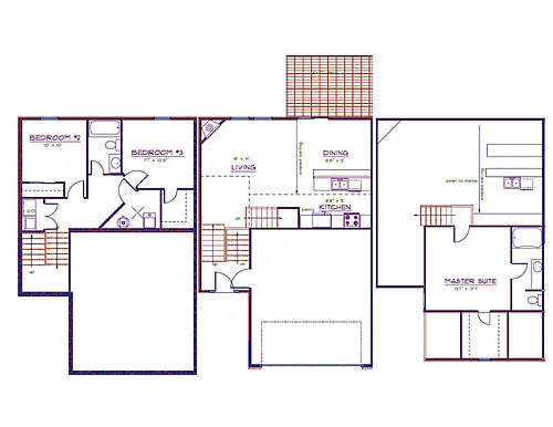 Floor plan Three Bedroom Front to Back Duplex
