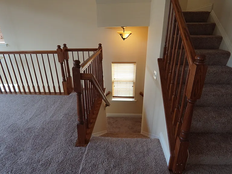 Stairs to basement (right) and entrance (left)