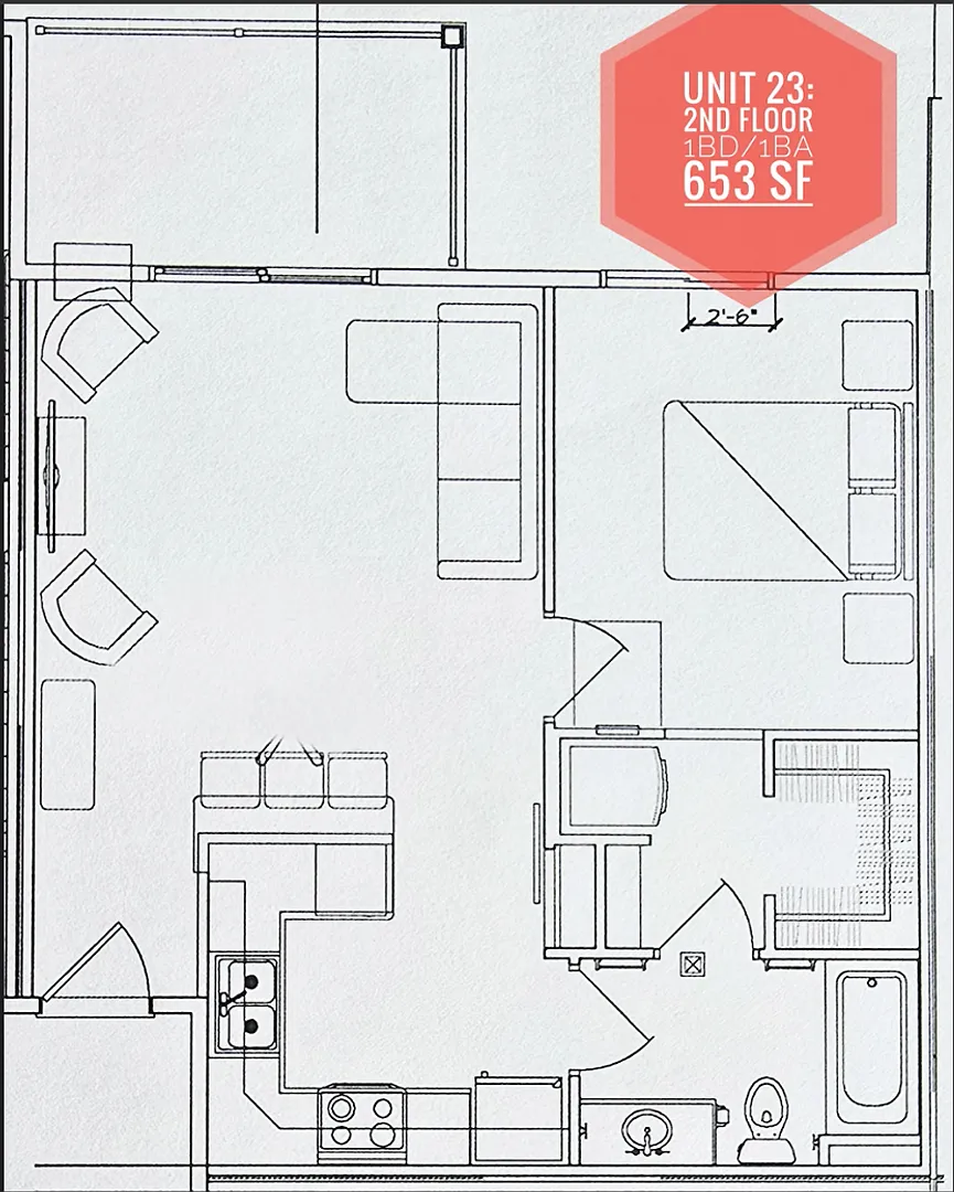 1 BD 1 BA 2nd Floor — Photo 4
