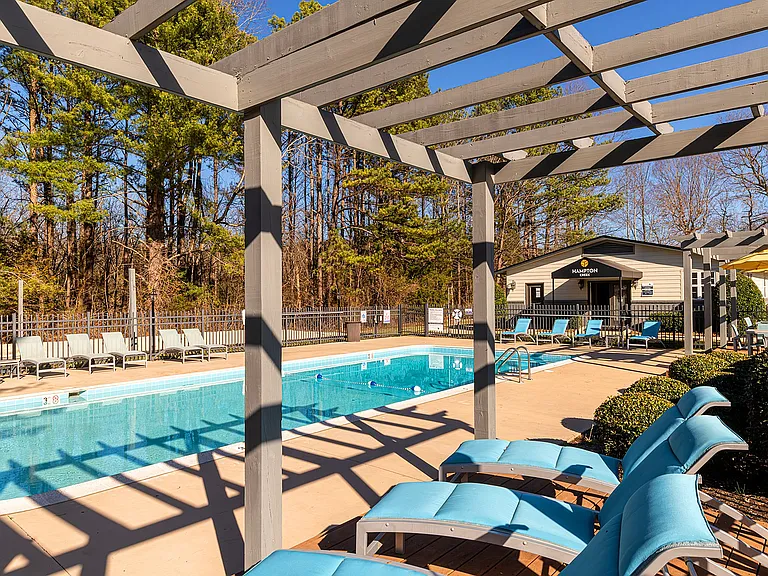 Swimming pool and gazebo lounge area