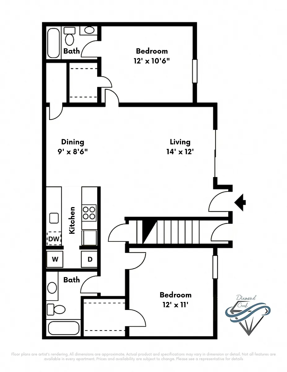 Floor plan 2 Bedroom 2 Bathroom