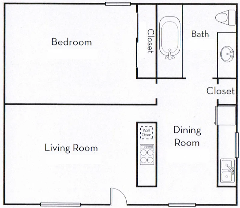 Floor plan One Bedroom One Bath