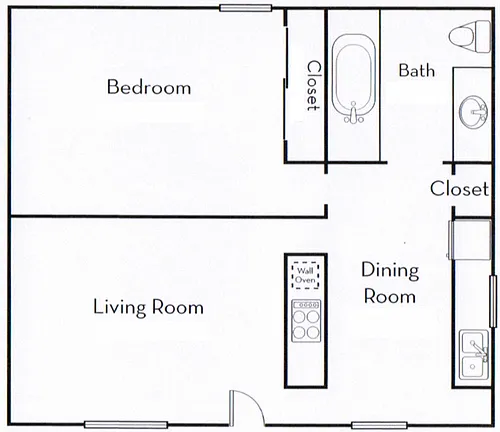 Floor plan One Bedroom One Bath
