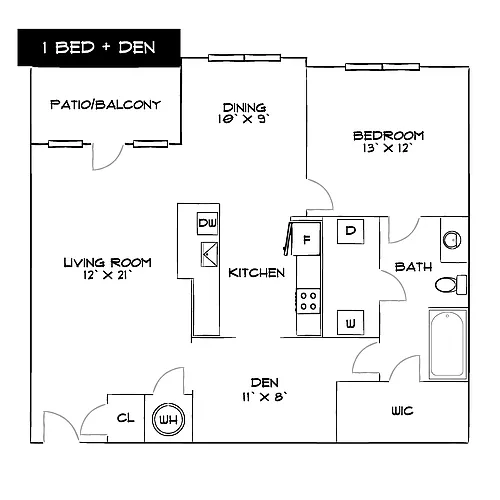 Floor plan Design 1C with Den