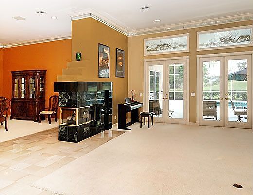 Fireplace into dining