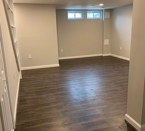 Finished Basement with recessed lights