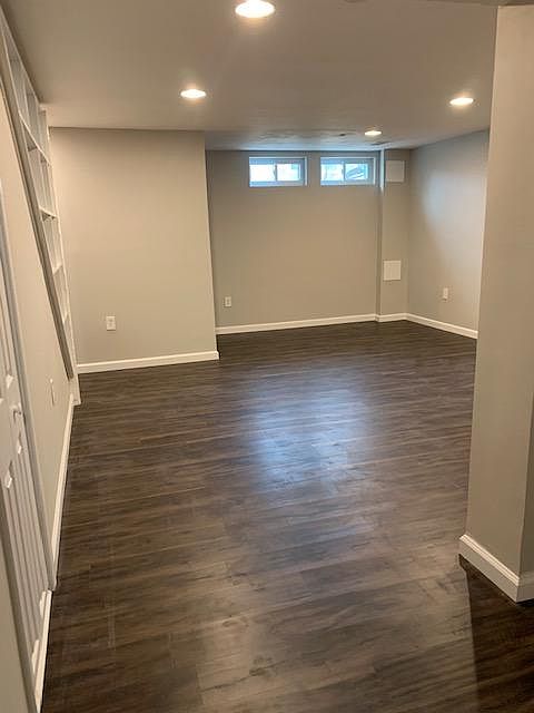 Finished Basement with recessed lights