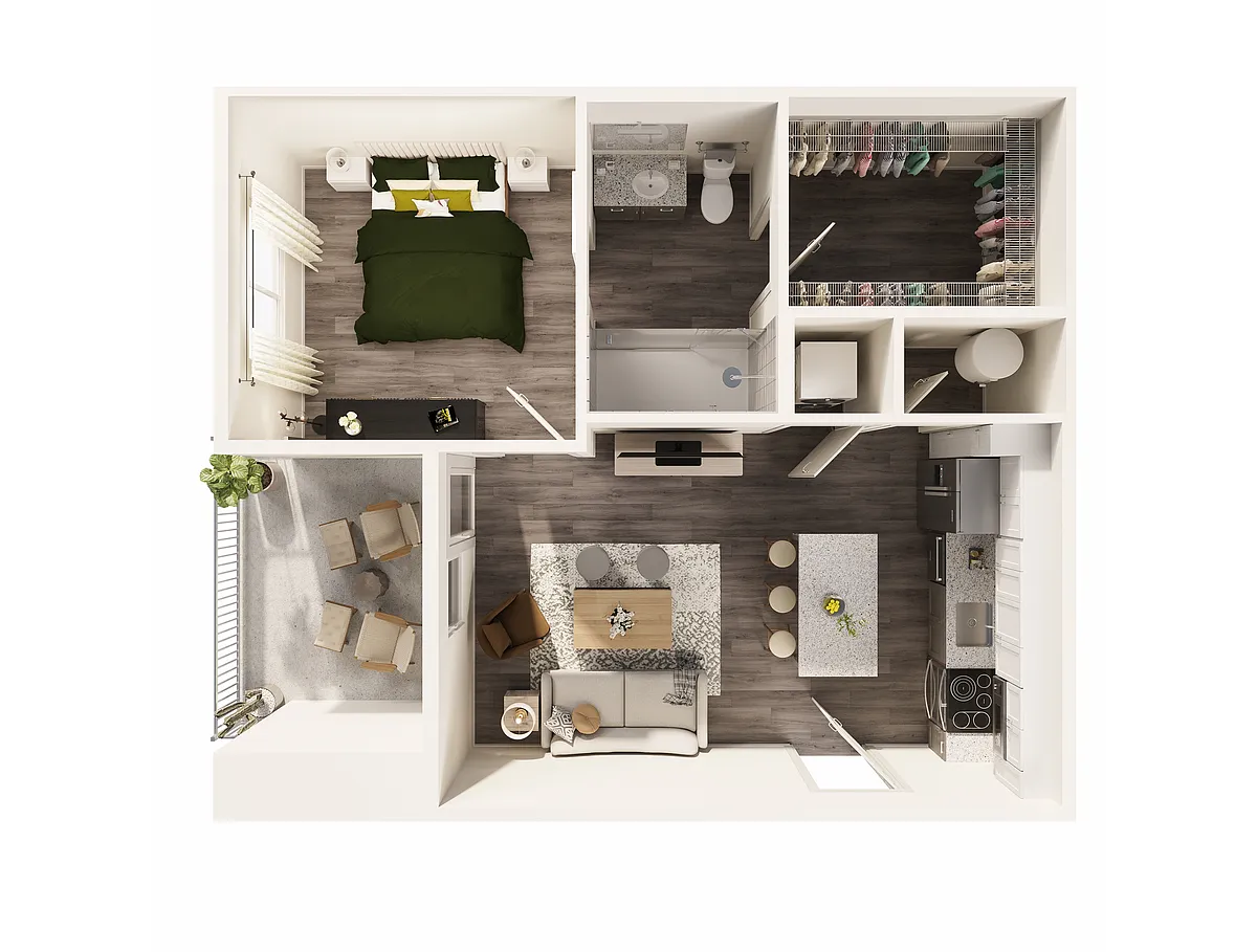 Floor plan 1 Bed, 1 Bath