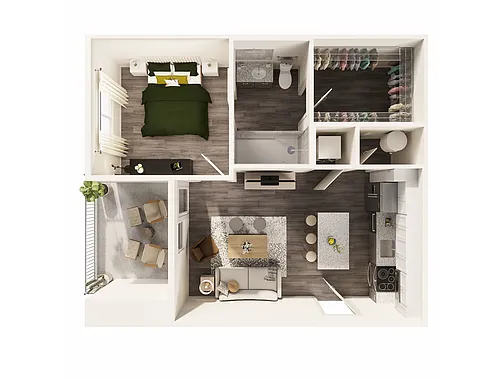 Floor plan 1 Bed, 1 Bath