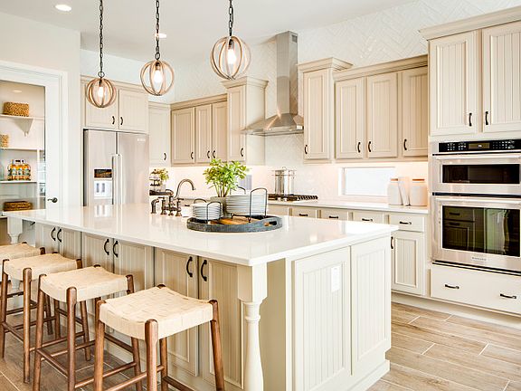 Elegant kitchen with decorative lighting