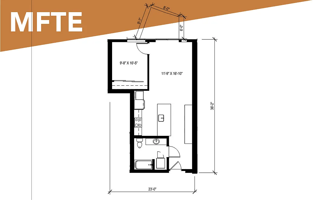 Floor plan MFTE 1 Bedroom - A12
