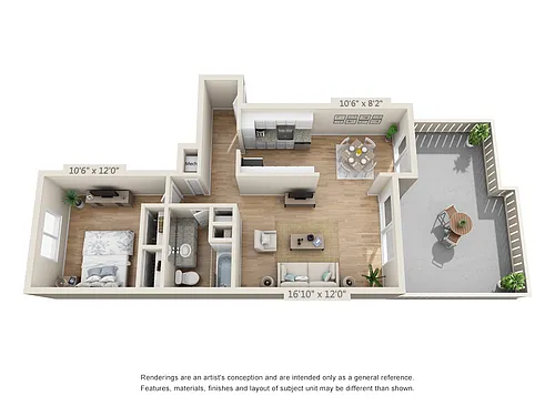 Floor plan 1X1 B