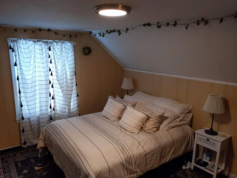 Easy to comfortably furnish this bedroom.