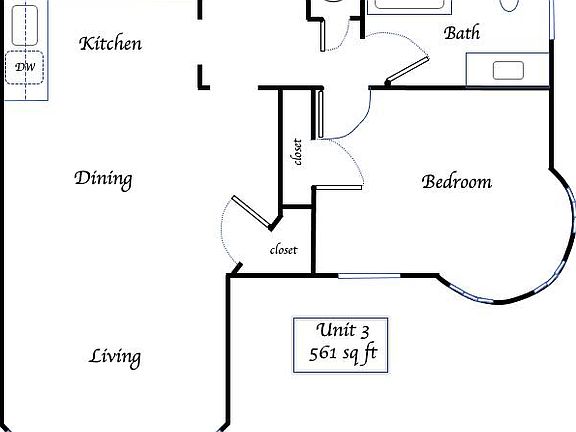 Floorplan of unit 3. It is located on the 2nd floor
